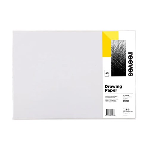 JAS-0409990 - REEVES CARTRIDGE PAPER A3 135gsm 20 Sheets